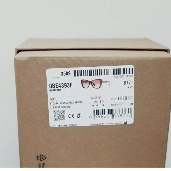 FIRE SALE - FRIDAY BURBERRY havana check/BROWN gradient MERYL BE4393F NEW! - Picture 7 of 10